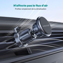 Miracase Support Téléphone Voiture, 2025 Clip D'aération en Métal Aimant, [6X] N52 NdFeB Magnetique Porte Telephone Compatible a