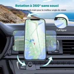 Miracase Support Téléphone Voiture, 2025 Clip D'aération en Métal Aimant, [6X] N52 NdFeB Magnetique Porte Telephone Compatible a