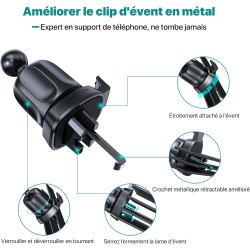 Miracase Support Téléphone Voiture, 2025 Clip D'aération en Métal Aimant, [6X] N52 NdFeB Magnetique Porte Telephone Compatible a