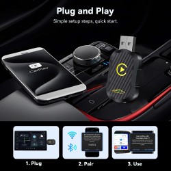 Carplay adaptateur sans fil, Mise à Niveau 2025 USB carplay , convertir carplay filaire en carplay sans fil, adaptateur sans fil