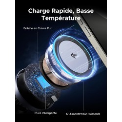 Uvert magflow qi2 15w support téléphone voiture induction compatible avec magsafe iphone 17 16 15 14 13 12 air plus pro max port