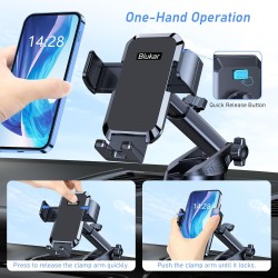 Blukar Support Téléphone Voiture, Porte Téléphone Voiture Ventouse Universel Réglable, Rotation 360°& Ventouse Améliorée & Un Bo