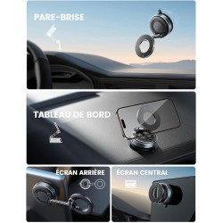 Lamicall Support Telephone Voiture pour MagSafe - [Ventouse à Vide & 24X N55] 360° Rotation, Porte Voiture pour Tableau de Bord/
