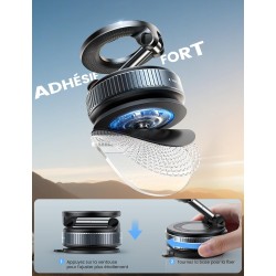 Lamicall Support Telephone Voiture pour MagSafe - [Ventouse à Vide & 24X N55] 360° Rotation, Porte Voiture pour Tableau de Bord/