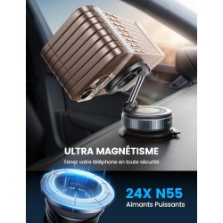 Lamicall Support Telephone Voiture pour MagSafe - [Ventouse à Vide & 24X N55] 360° Rotation, Porte Voiture pour Tableau de Bord/