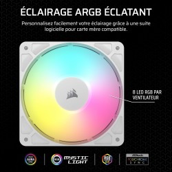 CORSAIR RS120 ARGB 120mm Ventilateurs PWM – Connexion Daisy-Chain – Faible Bruit – Roulement à Dôme Magnétique – Paquet Triple –