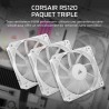 CORSAIR RS120 120mm Ventilateurs PWM – Connexion Daisy-Chain – Faible Bruit – Roulement à Dôme Magnétique – Paquet Triple – Blan