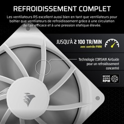 CORSAIR RS120 120mm Ventilateurs PWM – Connexion Daisy-Chain – Faible Bruit – Roulement à Dôme Magnétique – Paquet Triple – Blan