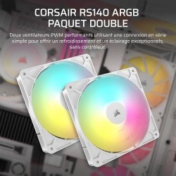 CORSAIR RS140 ARGB 140mm Ventilateurs PWM – Connexion Daisy-Chain – Faible Bruit – Roulement à Dôme Magnétique – Paquet Double –