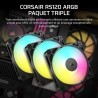 CORSAIR RS120 ARGB 120mm Ventilateurs PWM – Connexion Daisy-Chain – Faible Bruit – Roulement à Dôme Magnétique – Paquet Triple –