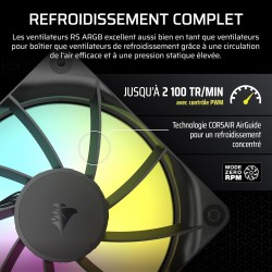 CORSAIR RS120 ARGB 120mm Ventilateurs PWM – Connexion Daisy-Chain – Faible Bruit – Roulement à Dôme Magnétique – Paquet Triple –