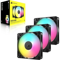 CORSAIR RS120 ARGB 120mm Ventilateurs PWM – Connexion Daisy-Chain – Faible Bruit – Roulement à Dôme Magnétique – Paquet Triple –