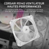 CORSAIR RS140 140mm Ventilateur PWM – Connexion Daisy-Chain – Faible Bruit – Roulement à Dôme Magnétique – Paquet Unique – Blanc