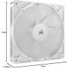 CORSAIR RS140 140mm Ventilateur PWM – Connexion Daisy-Chain – Faible Bruit – Roulement à Dôme Magnétique – Paquet Unique – Blanc