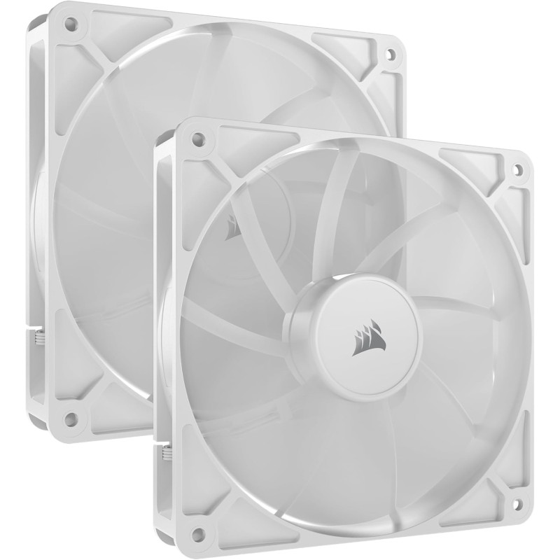 CORSAIR RS140 140mm Ventilateurs PWM – Connexion Daisy-Chain – Faible Bruit – Roulement à Dôme Magnétique – Paquet Double – Blan