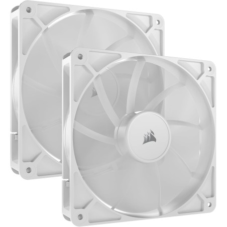 CORSAIR RS140 140mm Ventilateurs PWM – Connexion Daisy-Chain – Faible Bruit – Roulement à Dôme Magnétique – Paquet Double – Blan