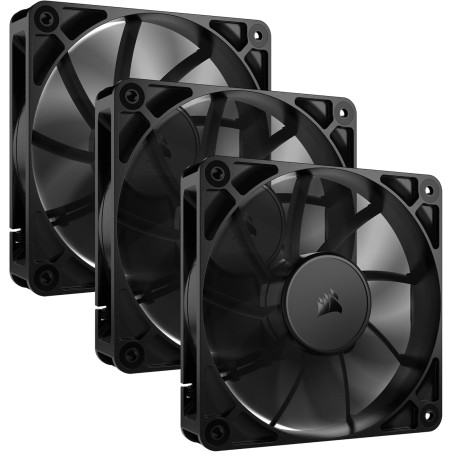 CORSAIR RS120 120mm Ventilateurs PWM – Connexion Daisy-Chain – Faible Bruit – Roulement à Dôme Magnétique – Paquet Triple – Noir