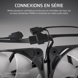CORSAIR RS120 120mm Ventilateurs PWM – Connexion Daisy-Chain – Faible Bruit – Roulement à Dôme Magnétique – Paquet Triple – Noir