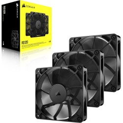 CORSAIR RS120 120mm Ventilateurs PWM – Connexion Daisy-Chain – Faible Bruit – Roulement à Dôme Magnétique – Paquet Triple – Noir
