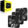 CORSAIR RS120 120mm Ventilateurs PWM – Connexion Daisy-Chain – Faible Bruit – Roulement à Dôme Magnétique – Paquet Triple – Noir