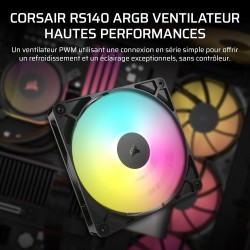 CORSAIR RS140 ARGB 140mm Ventilateur PWM – Connexion Daisy-Chain – Faible Bruit – Roulement à Dôme Magnétique – Paquet Unique – 