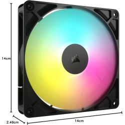 CORSAIR RS140 ARGB 140mm Ventilateur PWM – Connexion Daisy-Chain – Faible Bruit – Roulement à Dôme Magnétique – Paquet Unique – 
