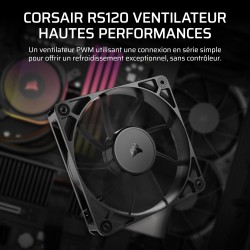 CORSAIR RS120 120mm Ventilateur PWM – Connexion Daisy-Chain – Faible Bruit – Roulement à Dôme Magnétique – Paquet Unique – Noir
