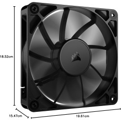 CORSAIR RS120 120mm Ventilateur PWM – Connexion Daisy-Chain – Faible Bruit – Roulement à Dôme Magnétique – Paquet Unique – Noir