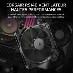 CORSAIR RS140 140mm Ventilateur PWM – Connexion Daisy-Chain – Faible Bruit – Roulement à Dôme Magnétique – Paquet Unique – Noir