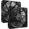CORSAIR RS140 140mm Ventilateurs PWM – Connexion Daisy-Chain – Faible Bruit – Roulement à Dôme Magnétique – Paquet Double – Noir
