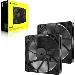 CORSAIR RS140 140mm Ventilateurs PWM – Connexion Daisy-Chain – Faible Bruit – Roulement à Dôme Magnétique – Paquet Double – Noir