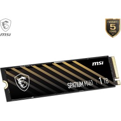 MSI SPATIUM M461 PCIe 4.0 NVMe M.2 1TB - Disque SSD Interne 1 to, PCIe 4.0 NVMe M.2, Lecture 5000 MB/s & Écriture 3200 MB/s, 3D 