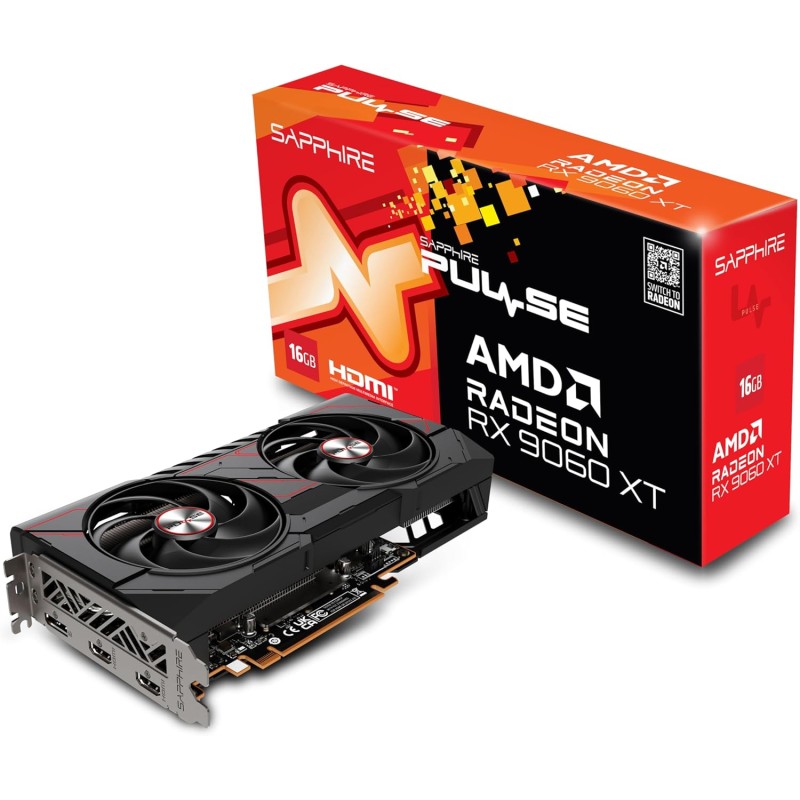 sapphire technology Carte Graphique Pulse AMD Radeon RX 9060 XT Gaming OC 16GB Double HDMI-DP
