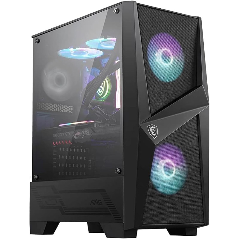 MSI MAG FORGE 100R Boîtier PC - ATX, Moyen Tour, Support GPU jusqu'à 330 mm, ventilateurs ARGB, filtres à poussière magnétiques,