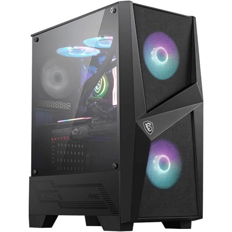 MSI MAG FORGE 100R Boîtier PC - ATX, Moyen Tour, Support GPU jusqu'à 330 mm, ventilateurs ARGB, filtres à poussière magnétiques,