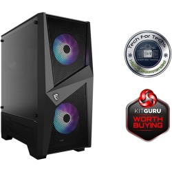 MSI MAG FORGE 100R Boîtier PC - ATX, Moyen Tour, Support GPU jusqu'à 330 mm, ventilateurs ARGB, filtres à poussière magnétiques,