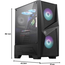 MSI MAG FORGE 100R Boîtier PC - ATX, Moyen Tour, Support GPU jusqu'à 330 mm, ventilateurs ARGB, filtres à poussière magnétiques,