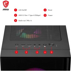 MSI MAG Forge 120A Airflow Boîtier PC Moyen Tour ATX, Micro-ATX & Mini-ITX, Verre Trempé, Façade Mesh, 6 Ventilateurs Auto-RGB 1
