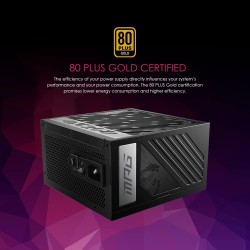 Msi mpg a850g pcie5 alimentation, prise eu - 850w, certifiée 80 plus or, atx 3.0 entièrement modulaire, support gpu pcie 5.0, co