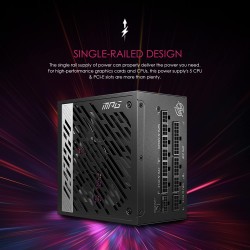 Msi mpg a850g pcie5 alimentation, prise eu - 850w, certifiée 80 plus or, atx 3.0 entièrement modulaire, support gpu pcie 5.0, co