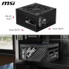 Msi mpg a850gs pcie5 bloc d'alimentation prise eu, 850w, certifié 80 plus or, atx 3.1, compatible pcie 5.1, deux câbles 12v-2x6 