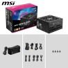 Msi mpg a850gs pcie5 bloc d'alimentation prise eu, 850w, certifié 80 plus or, atx 3.1, compatible pcie 5.1, deux câbles 12v-2x6 