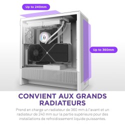 NZXT H5 Flow - Boîtier de PC Gaming Compact Moyen Tour ATX - Flux d'air élevé - 2 × Ventilateurs de 120 mm Inclus - Support de r