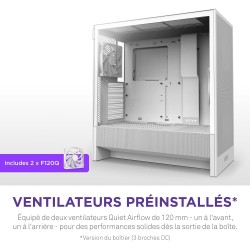 NZXT H5 Flow - Boîtier de PC Gaming Compact Moyen Tour ATX - Flux d'air élevé - 2 × Ventilateurs de 120 mm Inclus - Support de r