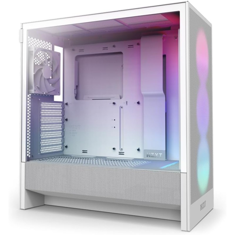 NZXT H5 Flow RGB - Boîtier de PC Gaming Compact Moyen Tour ATX - Flux d'air élevé - F360 RGBCore (CV) Inclus - Support de radiat