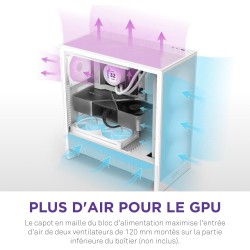 NZXT H5 Flow RGB - Boîtier de PC Gaming Compact Moyen Tour ATX - Flux d'air élevé - F360 RGBCore (CV) Inclus - Support de radiat