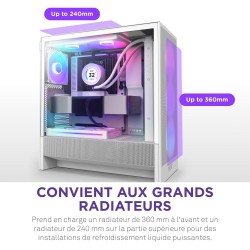 NZXT H5 Flow RGB - Boîtier de PC Gaming Compact Moyen Tour ATX - Flux d'air élevé - F360 RGBCore (CV) Inclus - Support de radiat