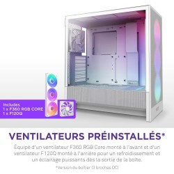 NZXT H5 Flow RGB - Boîtier de PC Gaming Compact Moyen Tour ATX - Flux d'air élevé - F360 RGBCore (CV) Inclus - Support de radiat