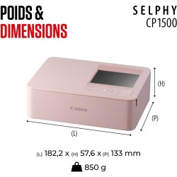 Canon selphy cp1500 imprimante photo portable – impression sans fil, impressions durables, connectivité usb-c & carte sd – impri