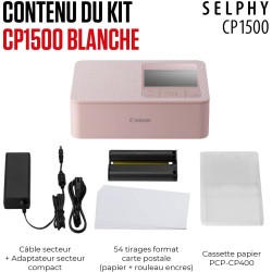 Canon selphy cp1500 imprimante photo portable – impression sans fil, impressions durables, connectivité usb-c & carte sd – impri